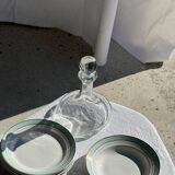 Set of 8 antique turquoise deep plates with a gold rim D22.5