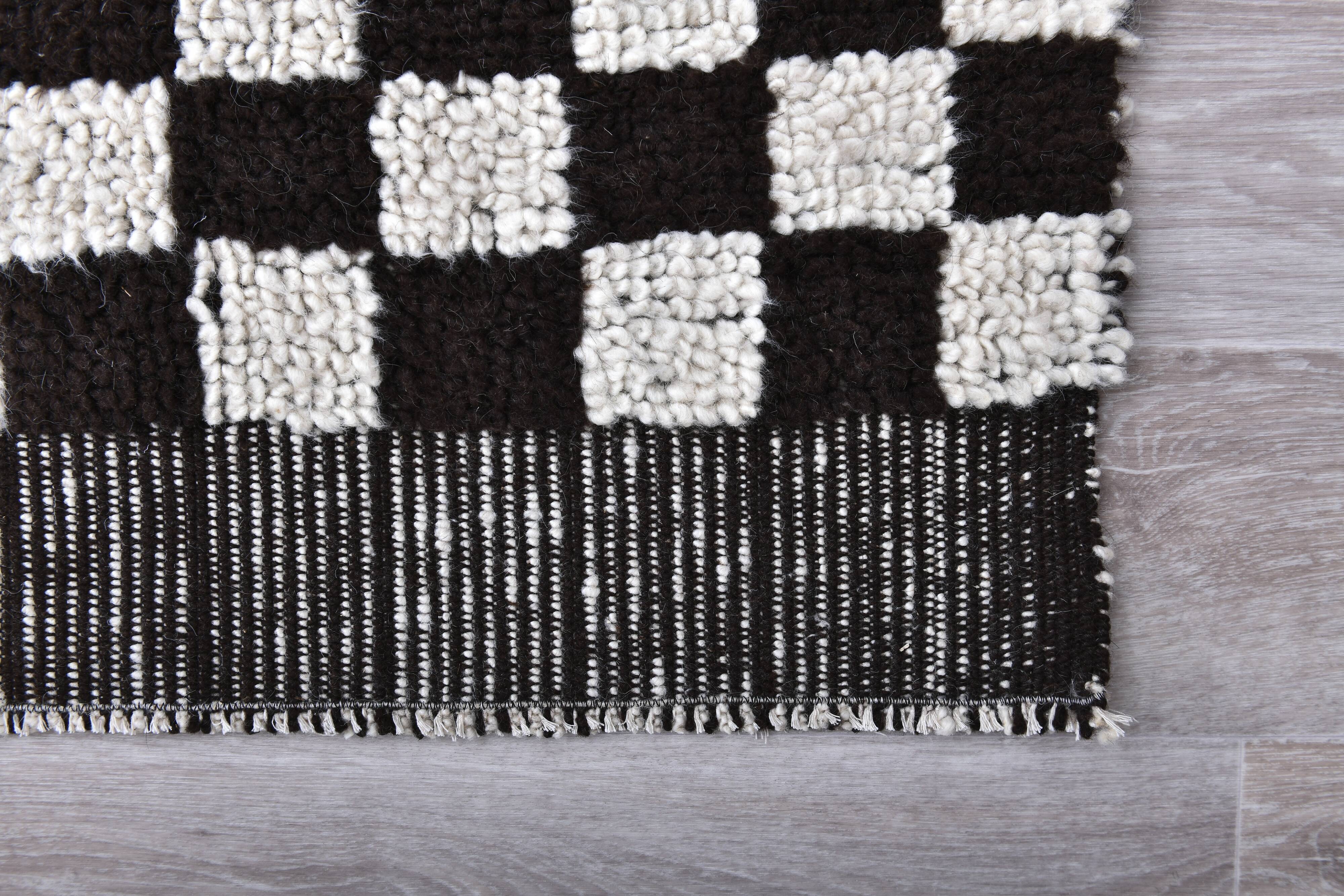 Checkered Moroccan Runner Rug 69x295Cm