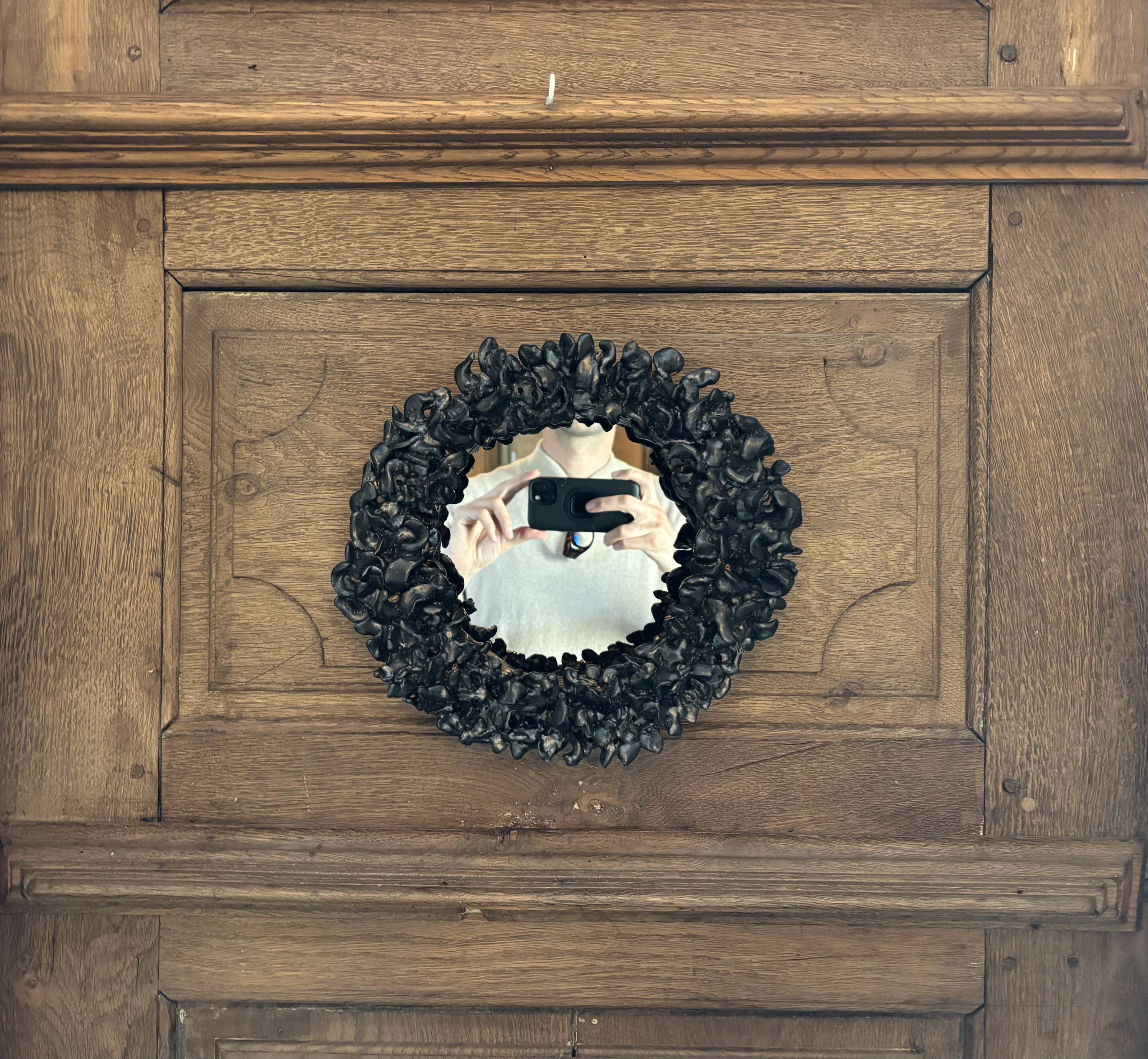 Contemporary French ceramic mirror, Bosco by Renzo Maar.