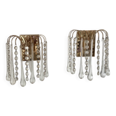 Pair of Italian wall lights Hollywood Regency with pendants and drops.