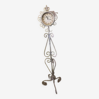 Grande horloge pendule à colonne double face style antique fer forgé