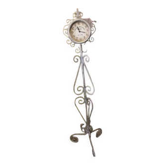 Grande horloge pendule à colonne double face style antique fer forgé