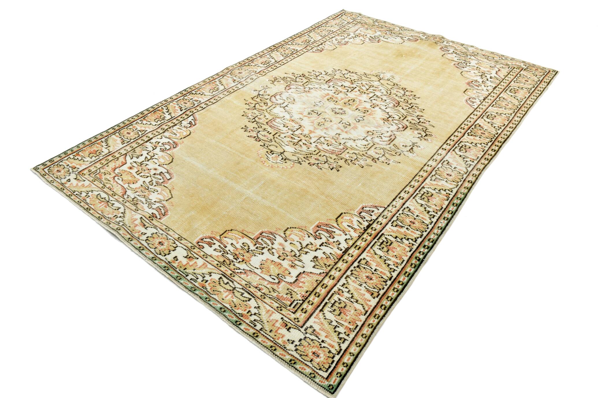 Mustard & Green Handmade Vintage Rug, 184x282Cm