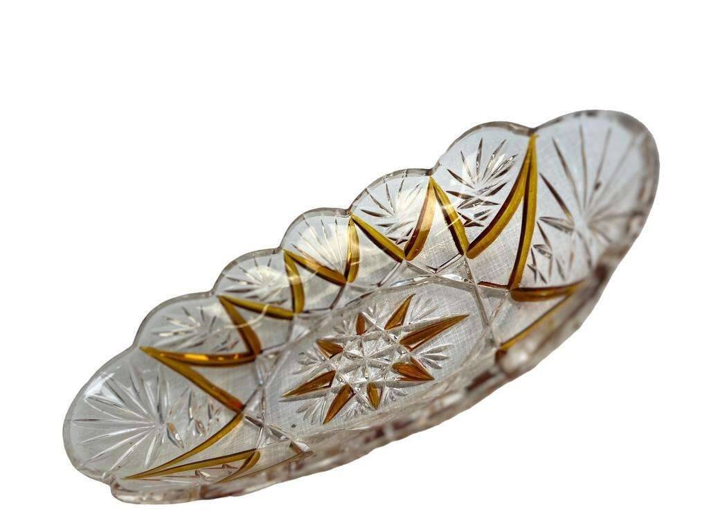 Vintage amber color / glass crystal bowl / dish