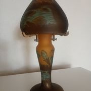 Homelamp "champignon" Polychrome glass, lake-themed decoration, dragonfly