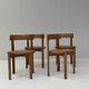 4 Italian wooden dining chairs with rattan seating