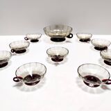 Set of Ten Smoked and Crimson Murano Glass Dessert Bowls in the style of Ze