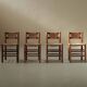 Handcrafted chairs in solid pine and woven straw – France, circa 1950