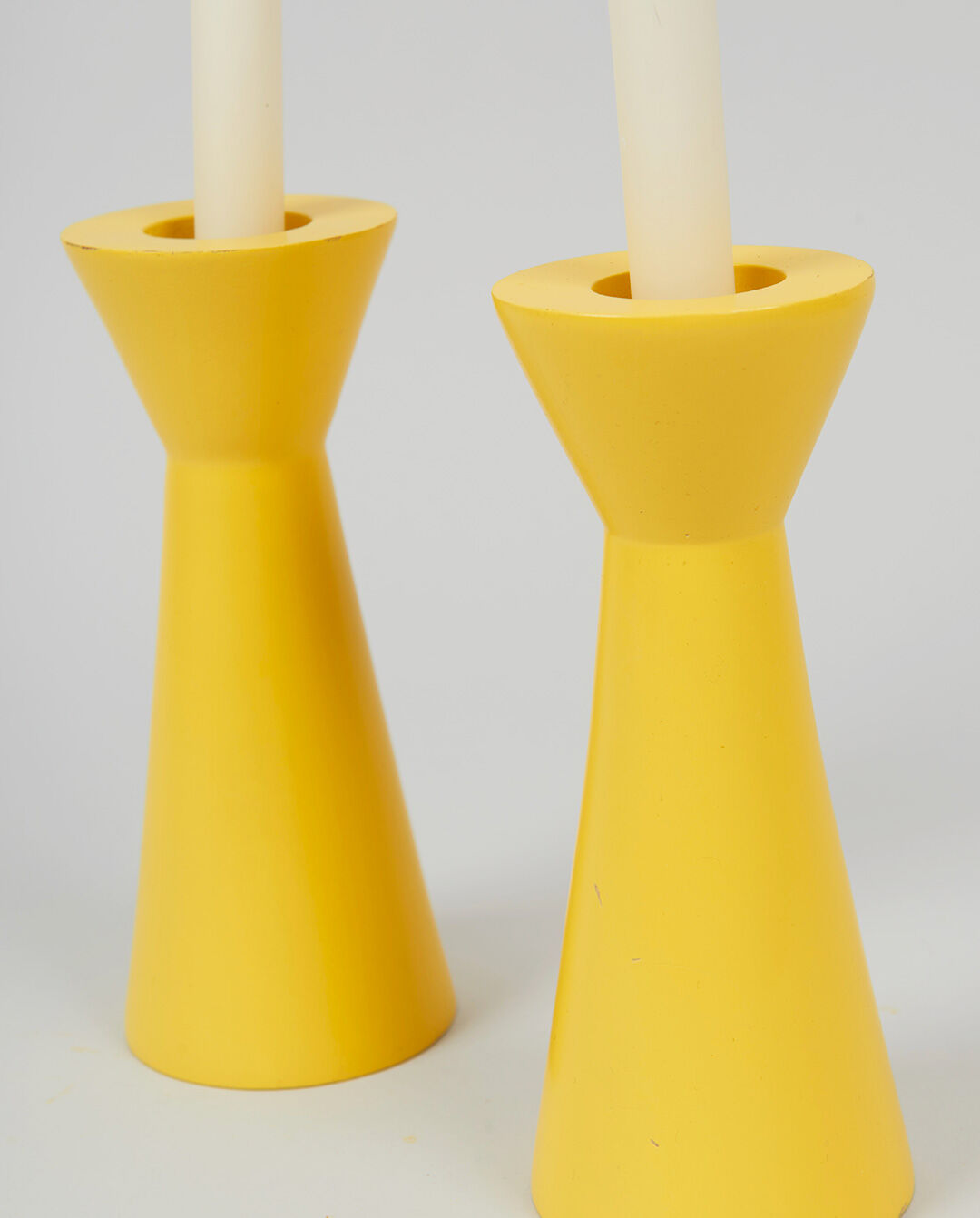Pair of wooden candle holders