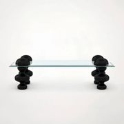 Coffee table in glass and mango wood