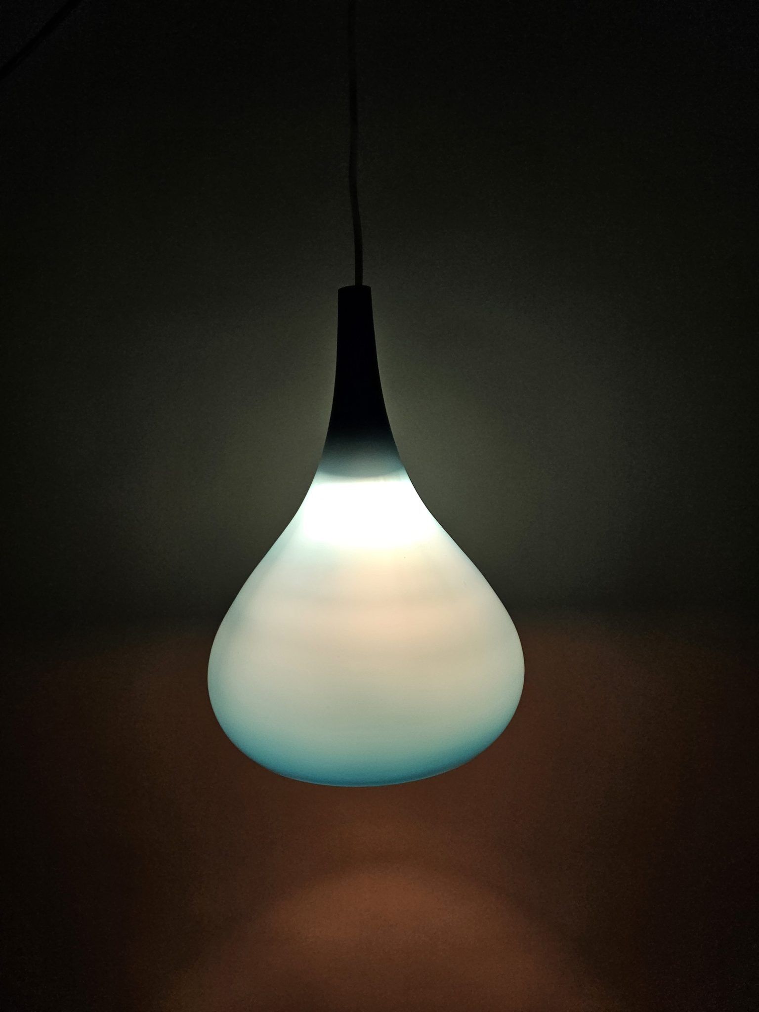 Set of blue glass Danish pendant lamps