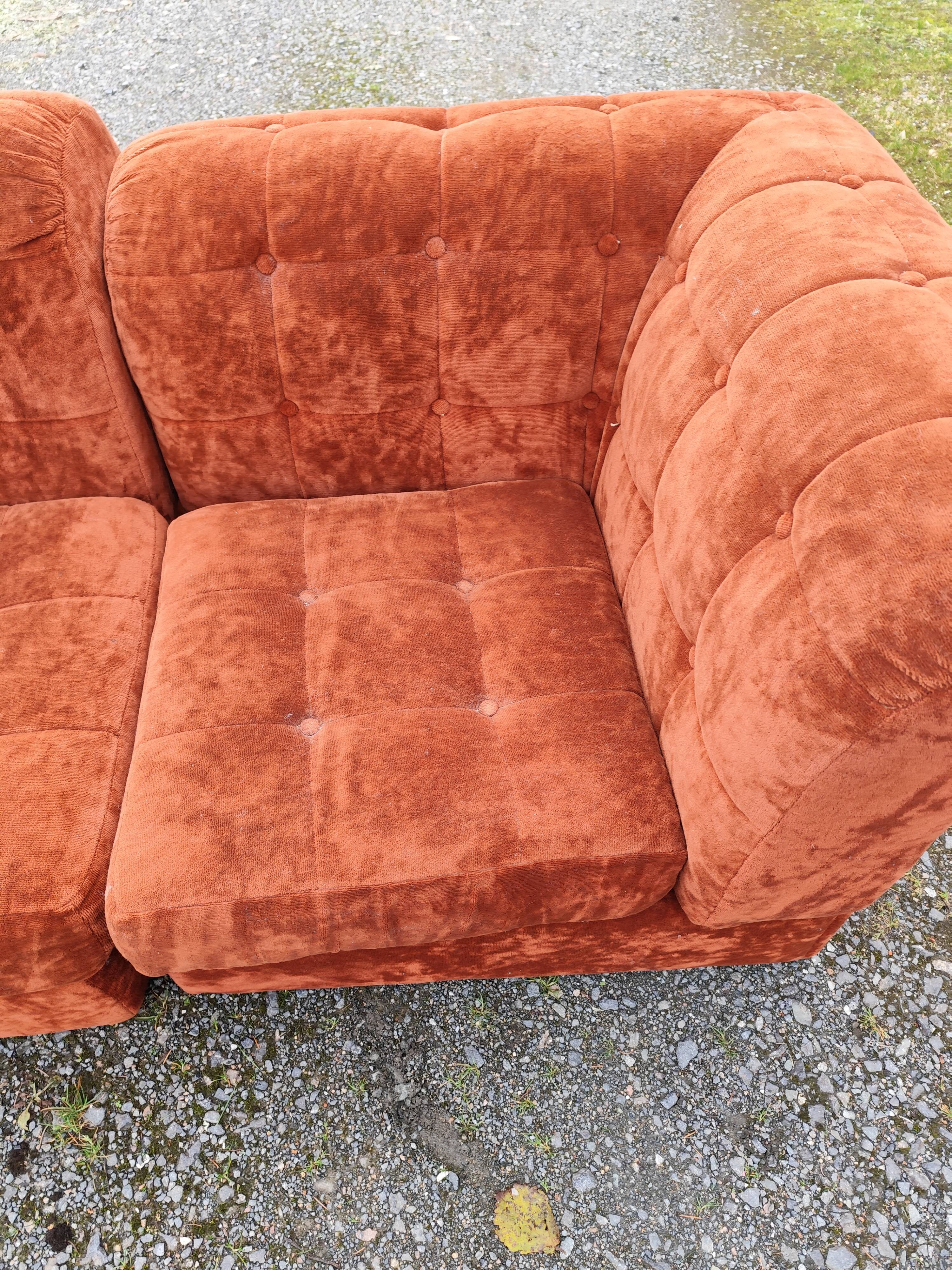 Modular velvet sofa bench 5 blocks