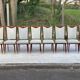 8 chaises scandinaves style italien 1950 bois et cuir blanc
