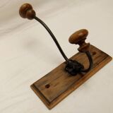 Wall coat rack hook wrought iron wood