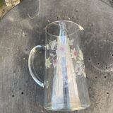 Orangeade decanter with ancient engraved flowers