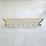 Mid-Century Coat Rack, Gold Coat Rack, Hallway Hook Rail, 1960s