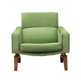 Fauteuil vert, design danois, années 1970, fabriqué au Danemark