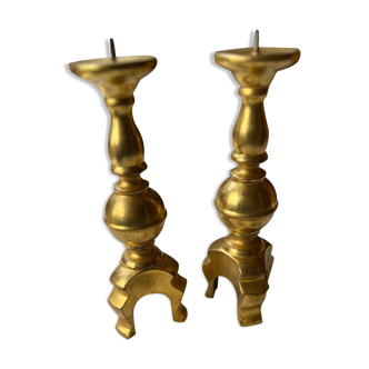 Golden wooden candle holders