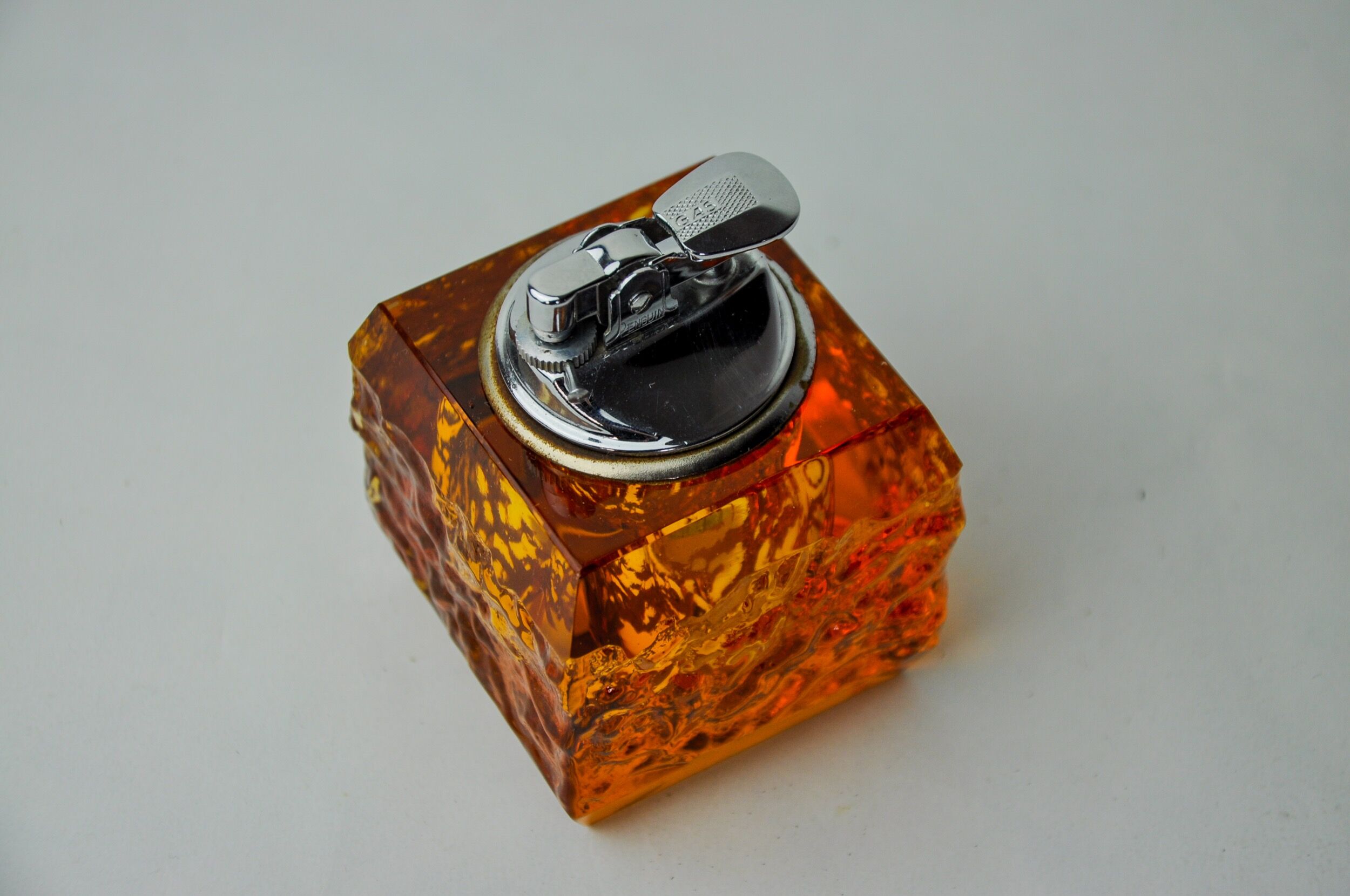 Orange ice lighter by Antonio Imperatore, murano glass, Italy, 1970