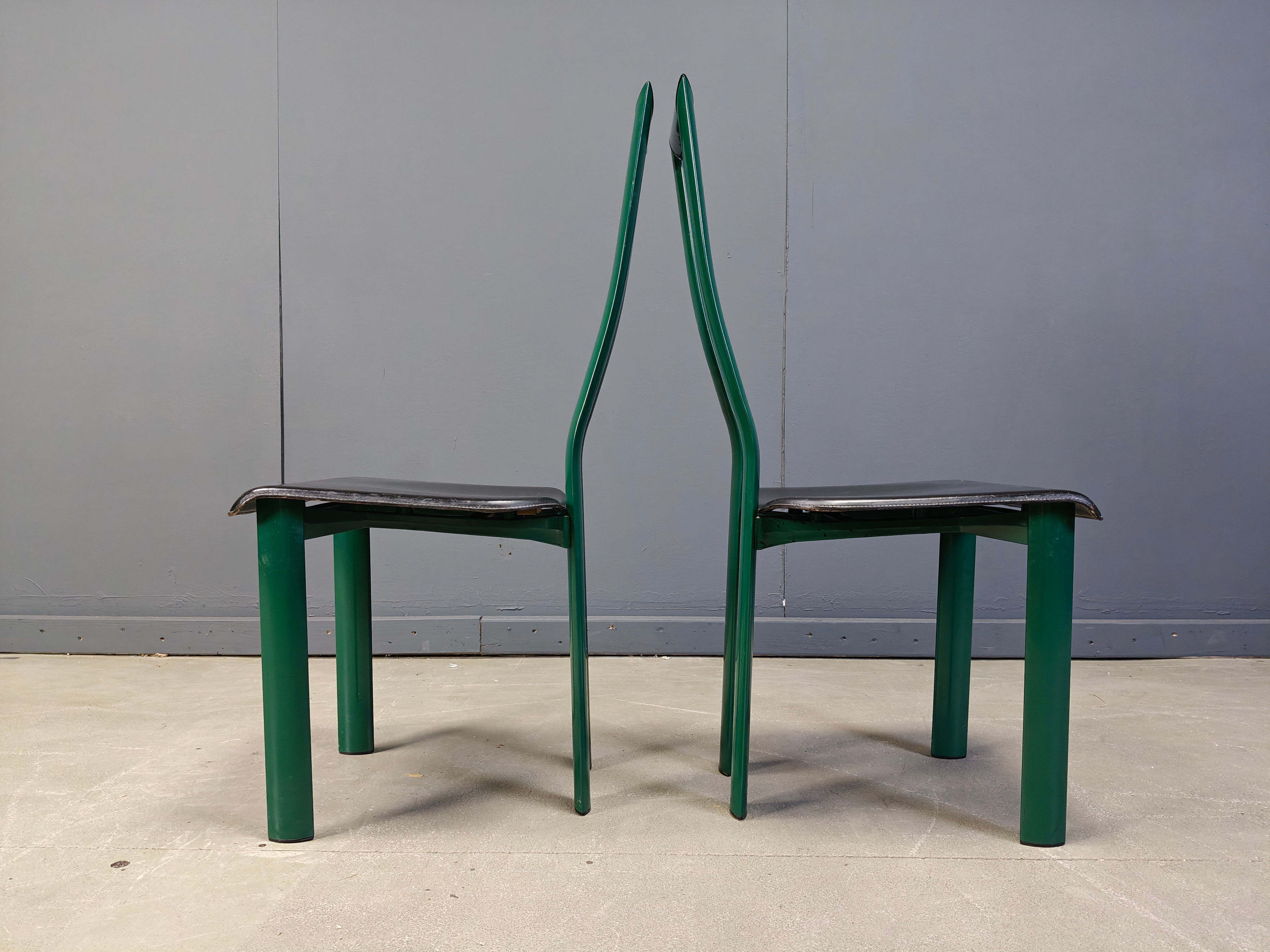 Italian Model Regia dining chairs by Antonello Mosca for Ycami, 1980s