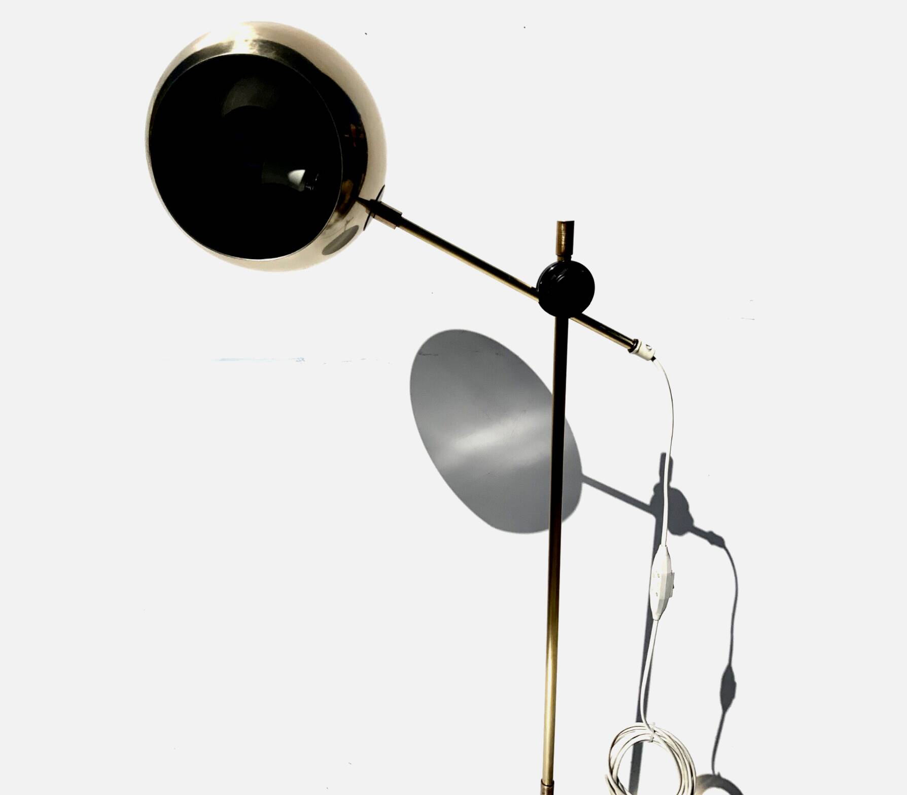 Vintage Brass Floor Lamp Bubble Height-adjustable Spotlight from IKEA 1970s