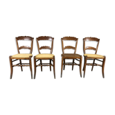 Suite de 4 chaises anciennes paillées cordées