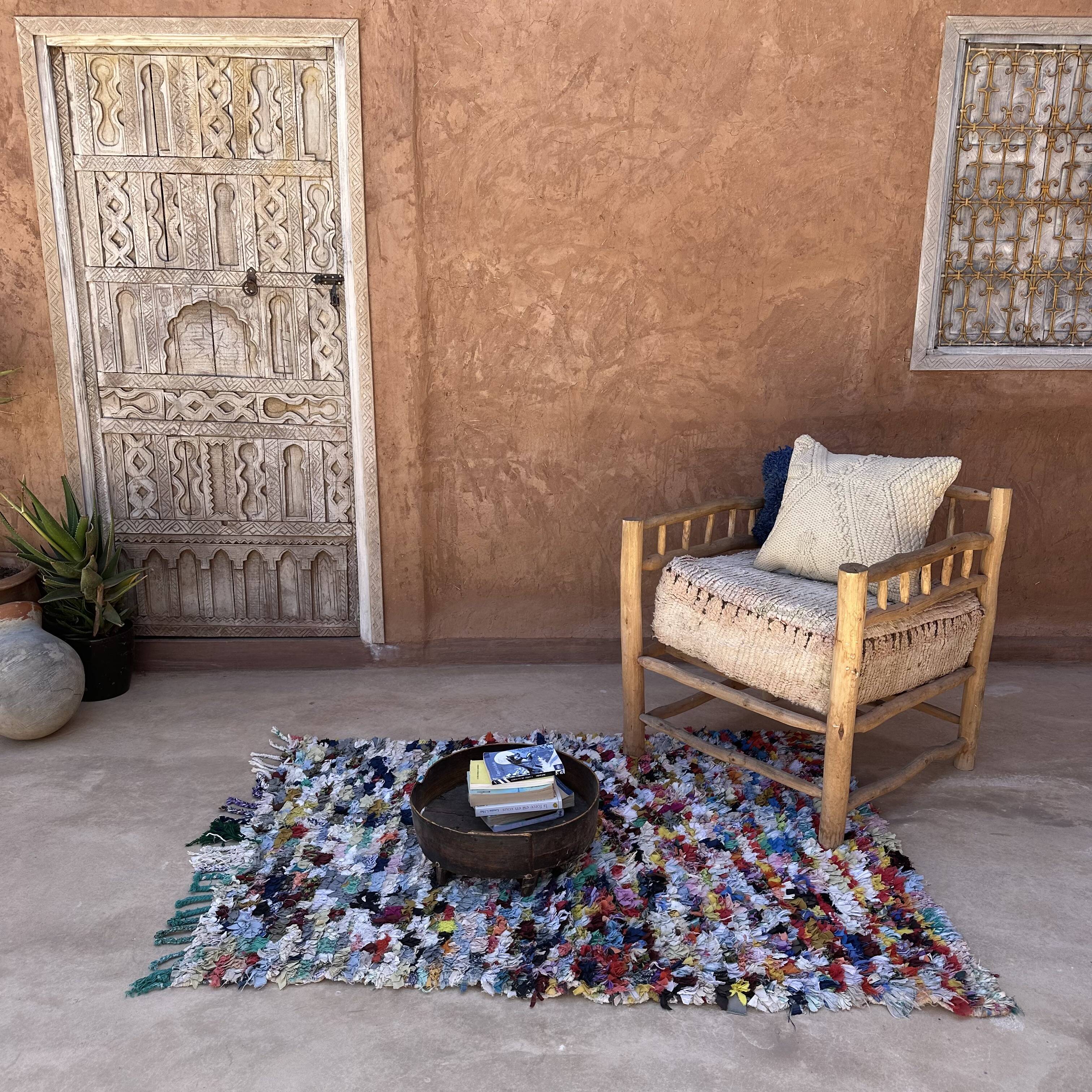 Moroccan carpet boucherouite colored - 117 x 159 cm