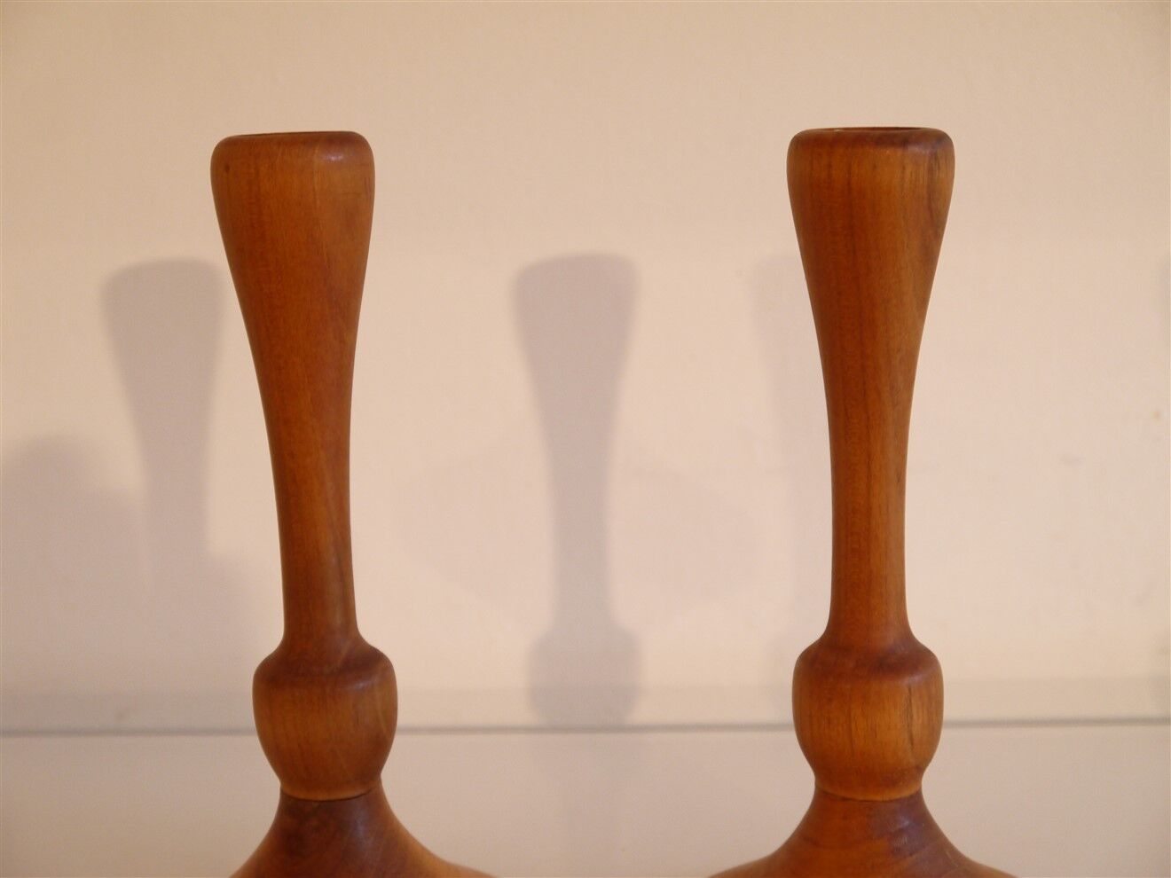 Pair of vintage teak candle holders 1960