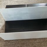 Pair of contemporary shelves in steel and stained wood