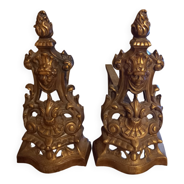 Chenets en bronze doré