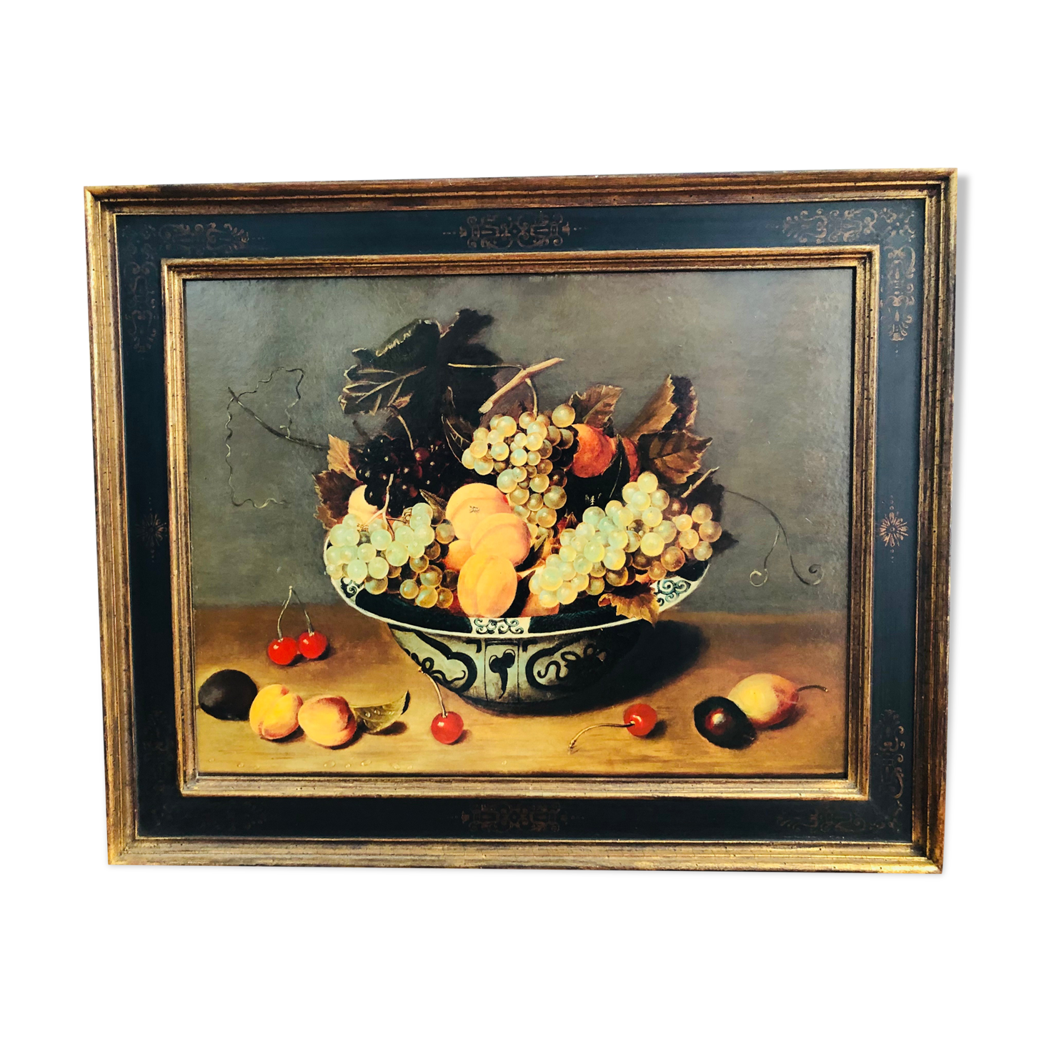 Painting: Oil on panel - still life with fruit