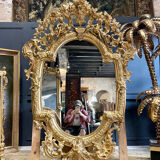 Mirror With Putti In Golden Wood From Napoleon III Period 1m96 X 1m33