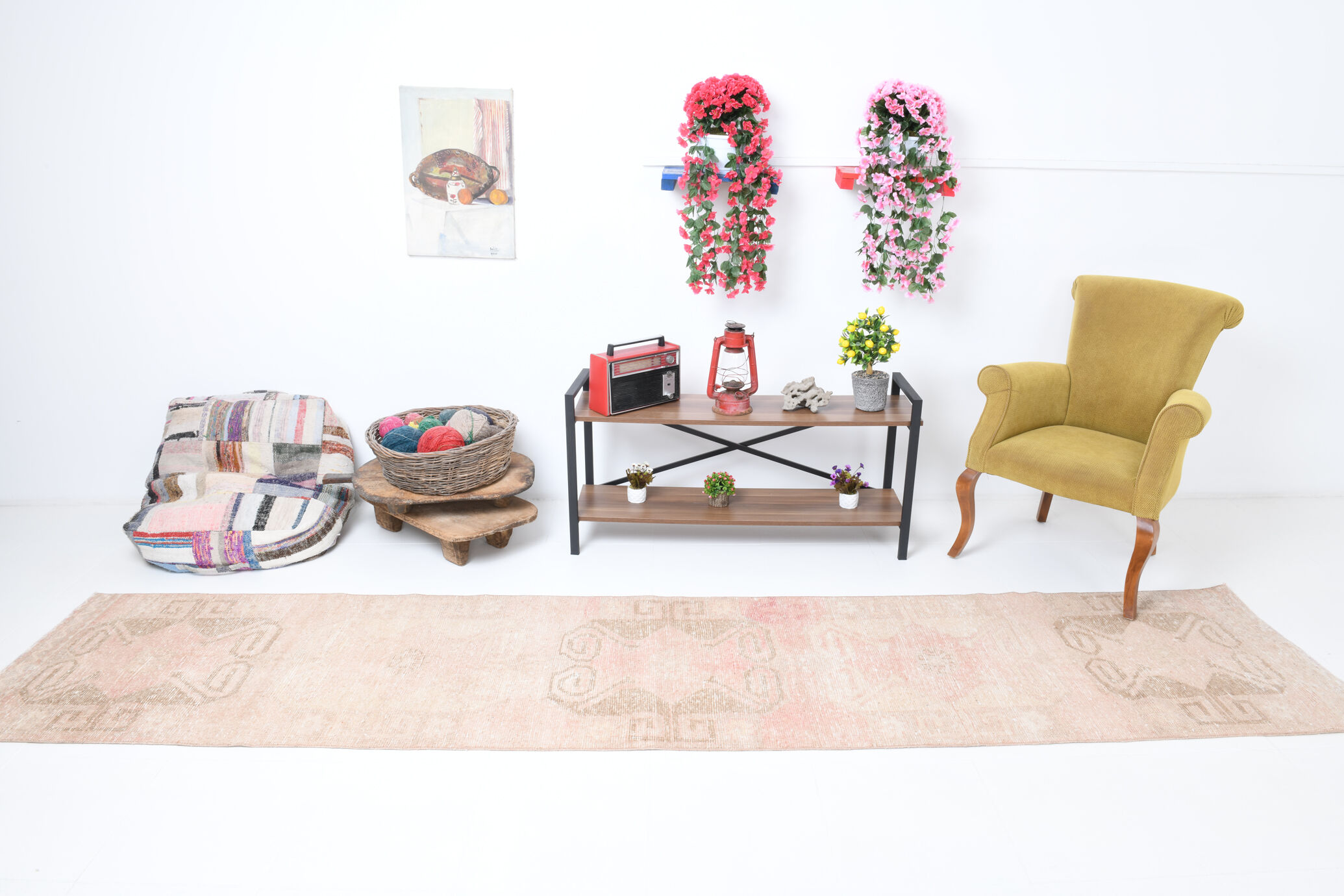 3x13 contemporary vintage carpet rug, 389x78cm