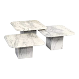 Lot de 3 tables d’appoint en marbre de carrare