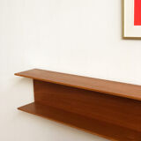 Wooden open wall shelf, 200cm, designed by Walter Wirz for Wilhelm Renz, Germany