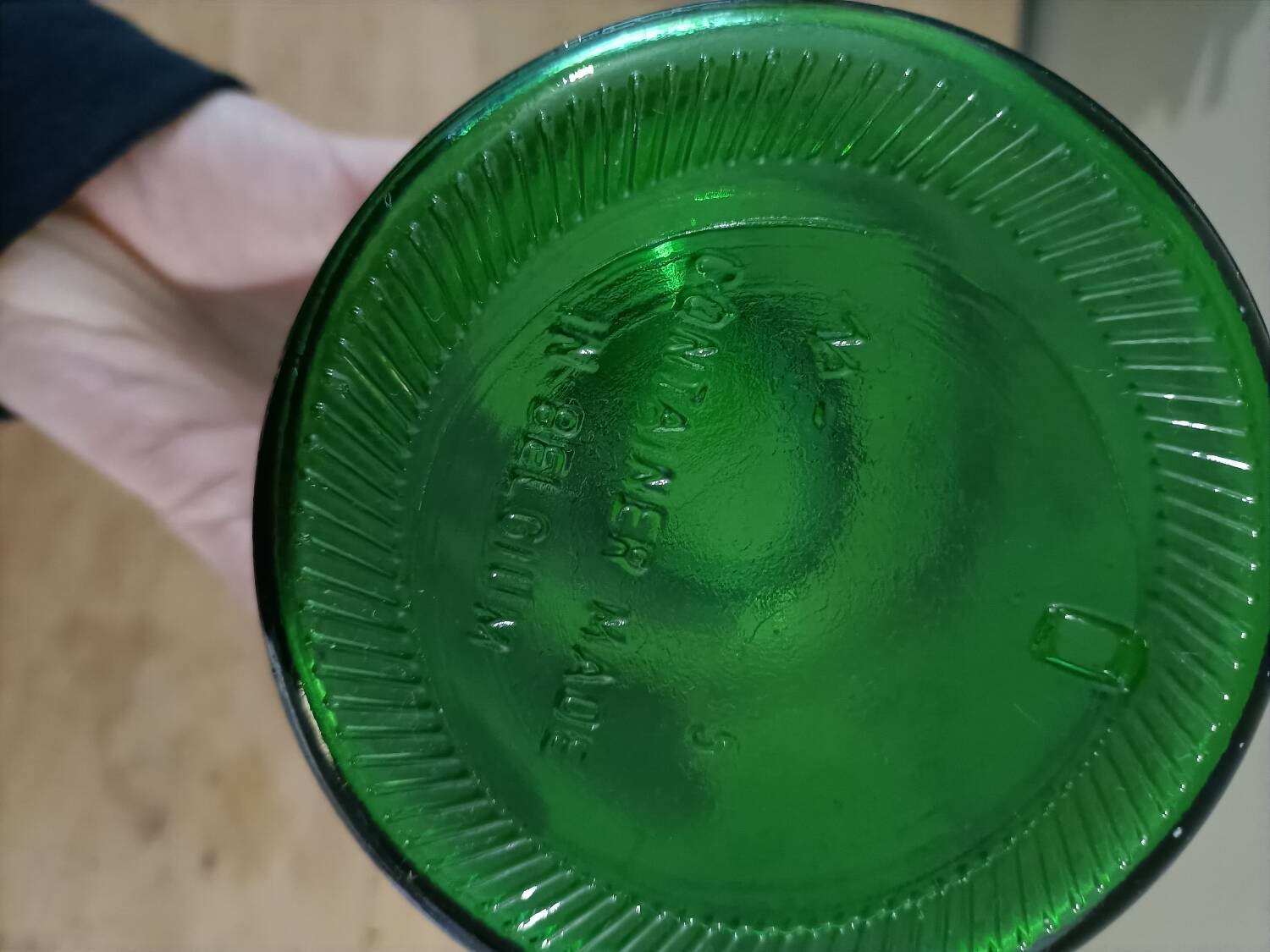 Green retro glass candy box