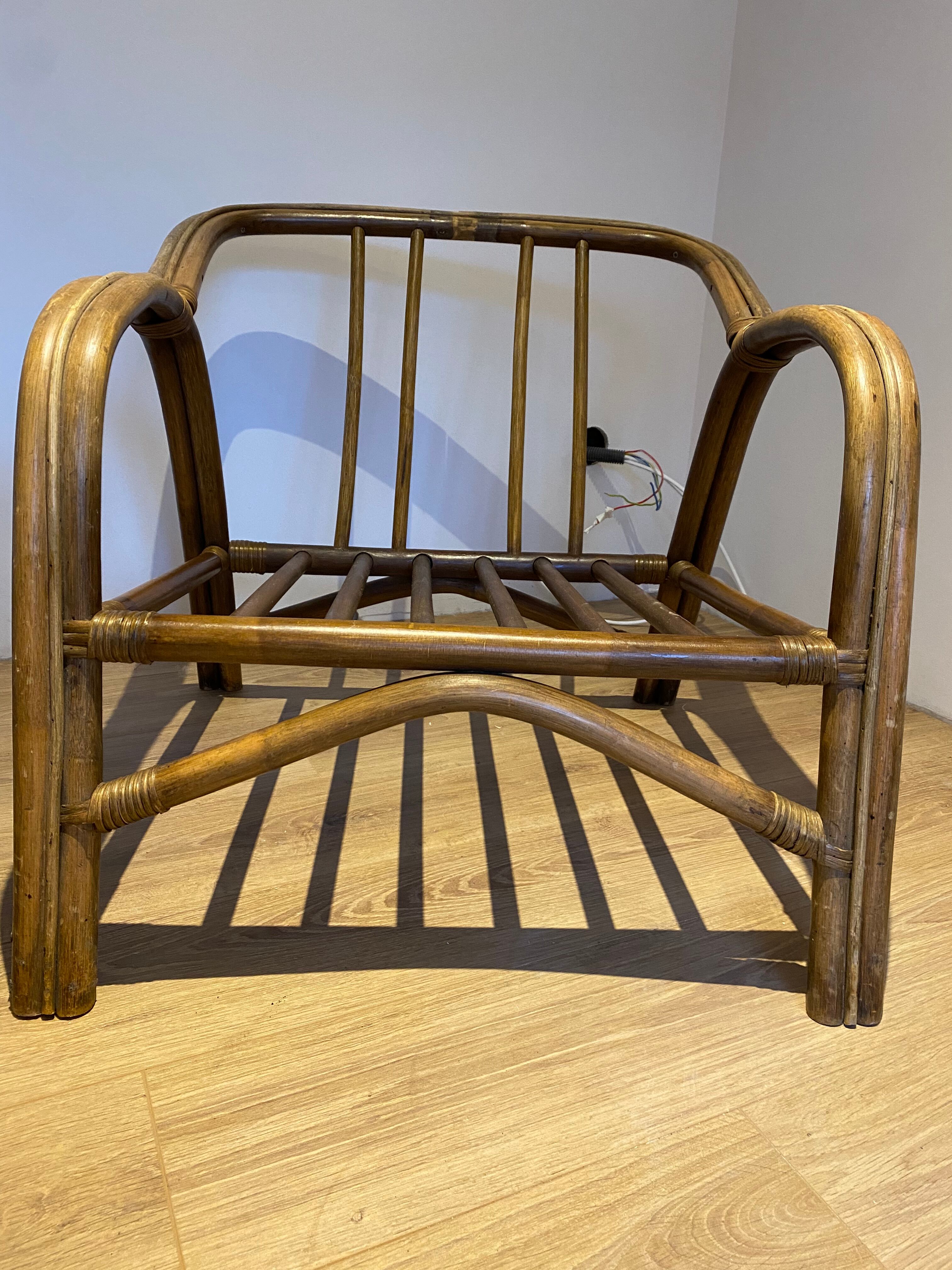 Pair of vintage rattan bamboo armchairs