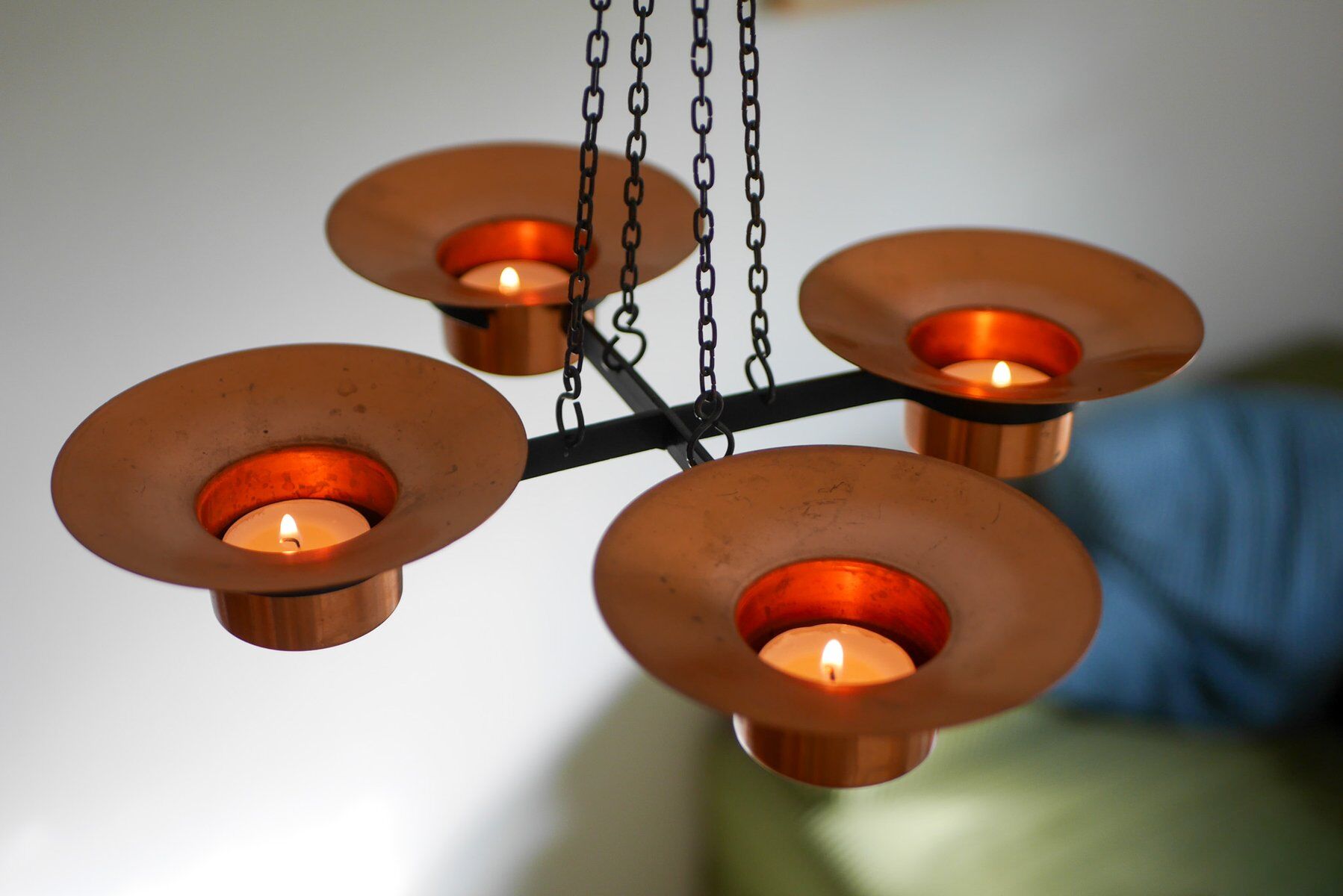 Metal and copper candleholder pendant by Carl Thore, 1975