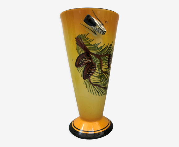 Vase jaune et noir vintage