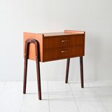 1950s Scandinavian Teak Nightstand with Brass Handles