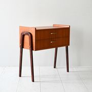 1950s Scandinavian Teak Nightstand with Brass Handles