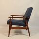 Vintage armchair natural wool blue marin modern design by H.Lis