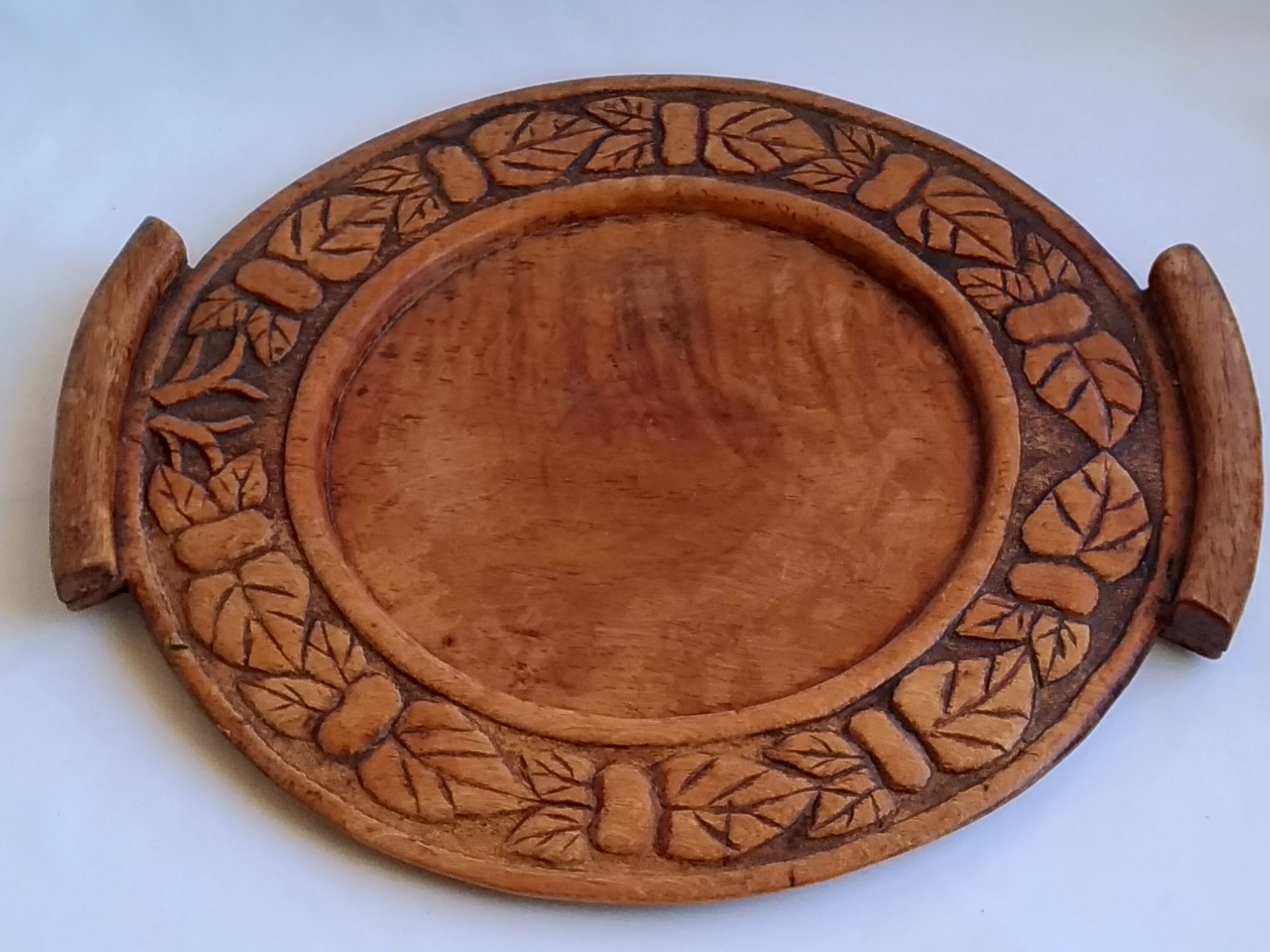 Carved wooden tray 40cm