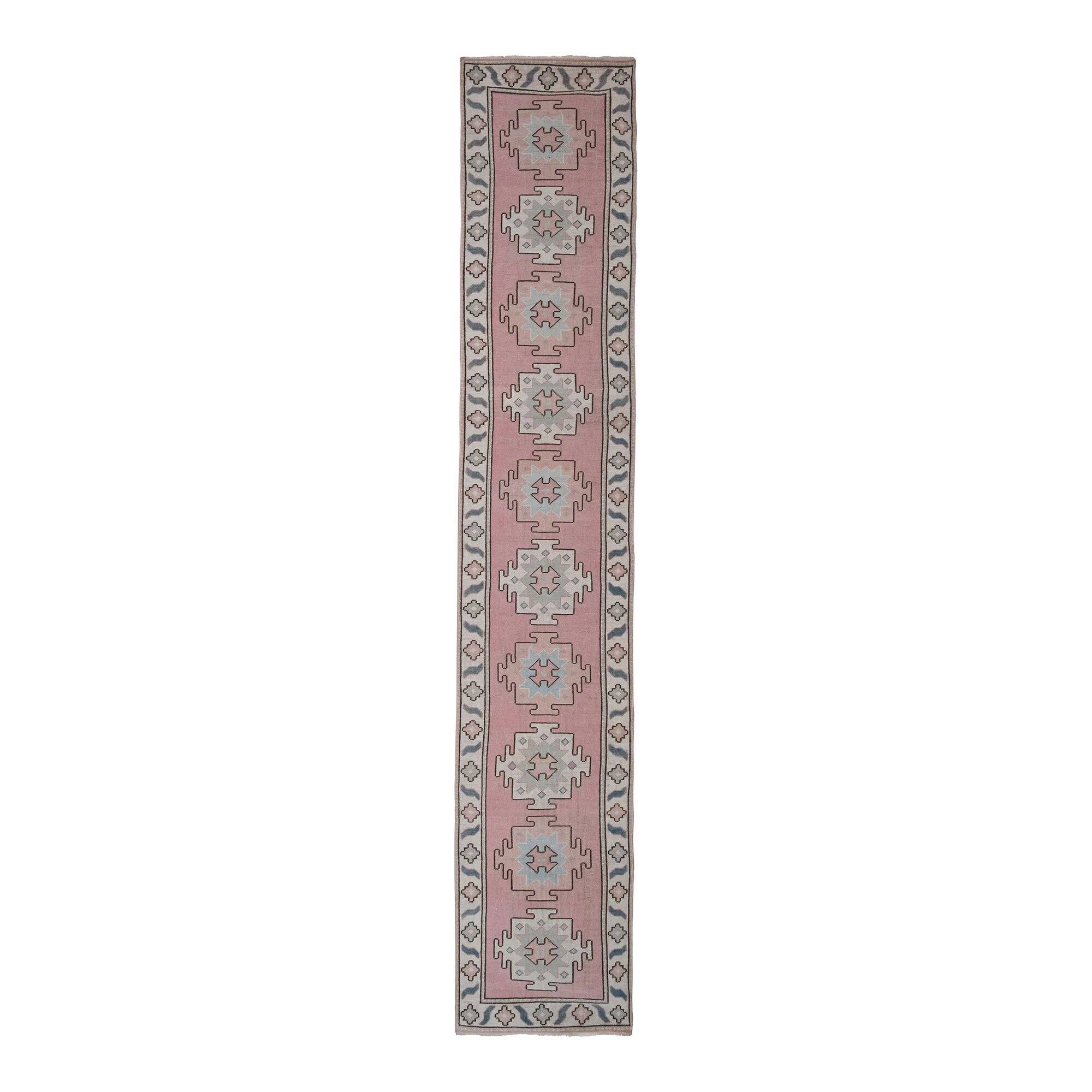 Vintage Turkish hallway rug 75x397 cm
