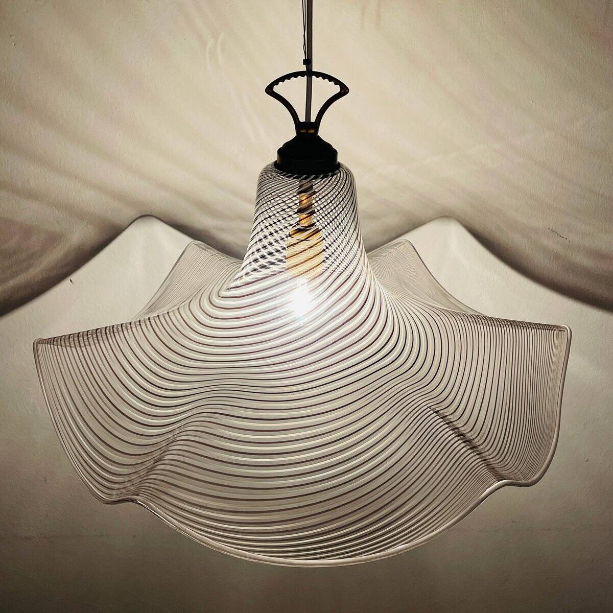 Suspended glass chandelier from Murano, Italy, 1970s.