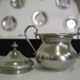 Silver and tin coffee set, 1970s, set of 25