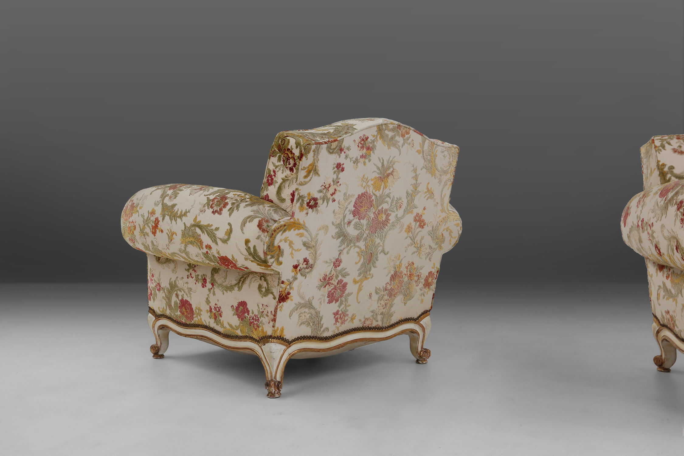 French set of lounge chairs in floral upholstery