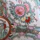 Vintage Porcelain Plate "Famille Rose" Hong Kong tin metal