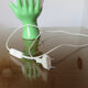 Hand green ceramic lamp and opaline white years 70