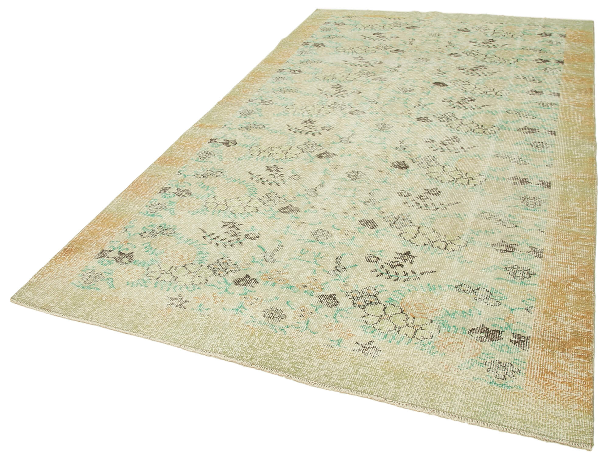 Handmade wool oriental beige rug 181 cm x 327 cm